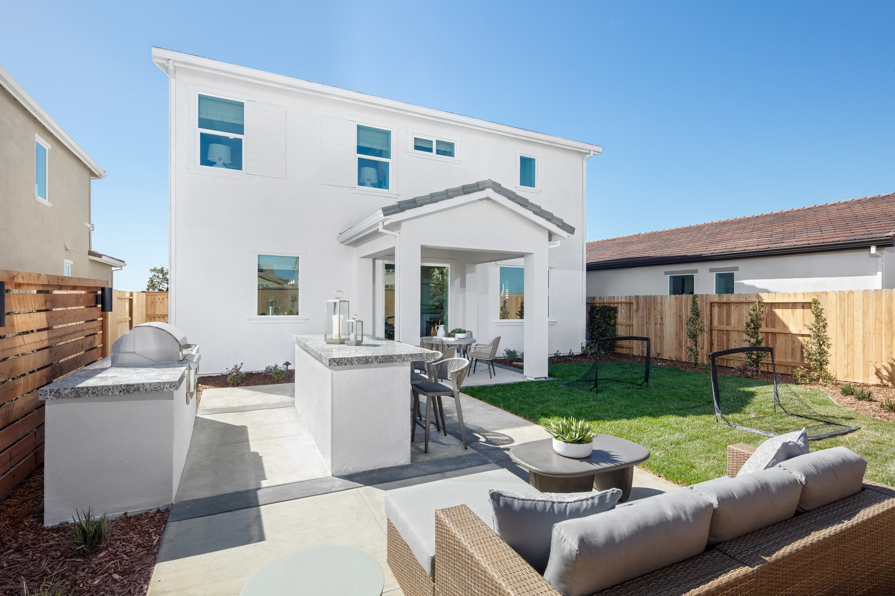 backyard with barbecue grill, and grassy area