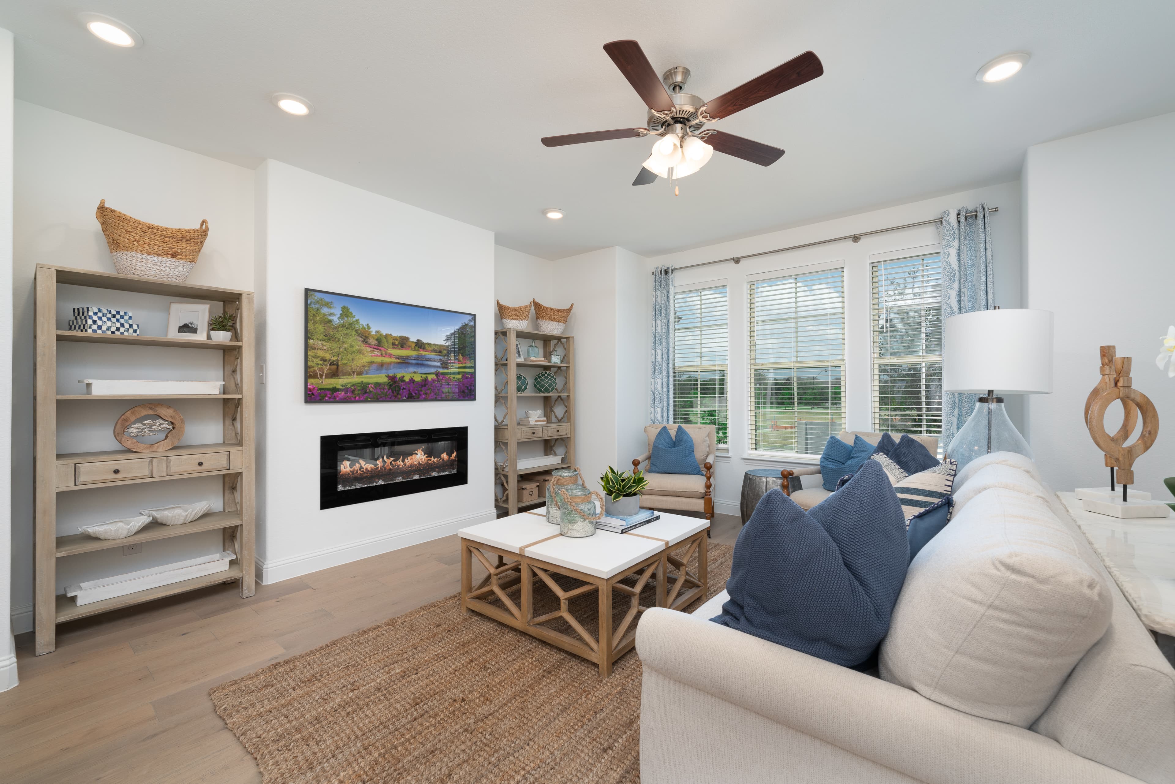 townhome great room with large windows 