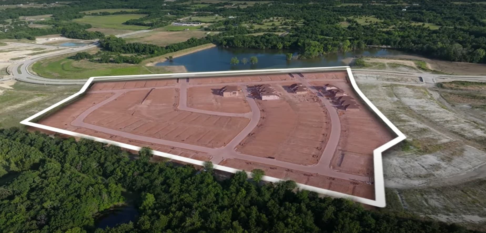 aerial photo of community land near the lake