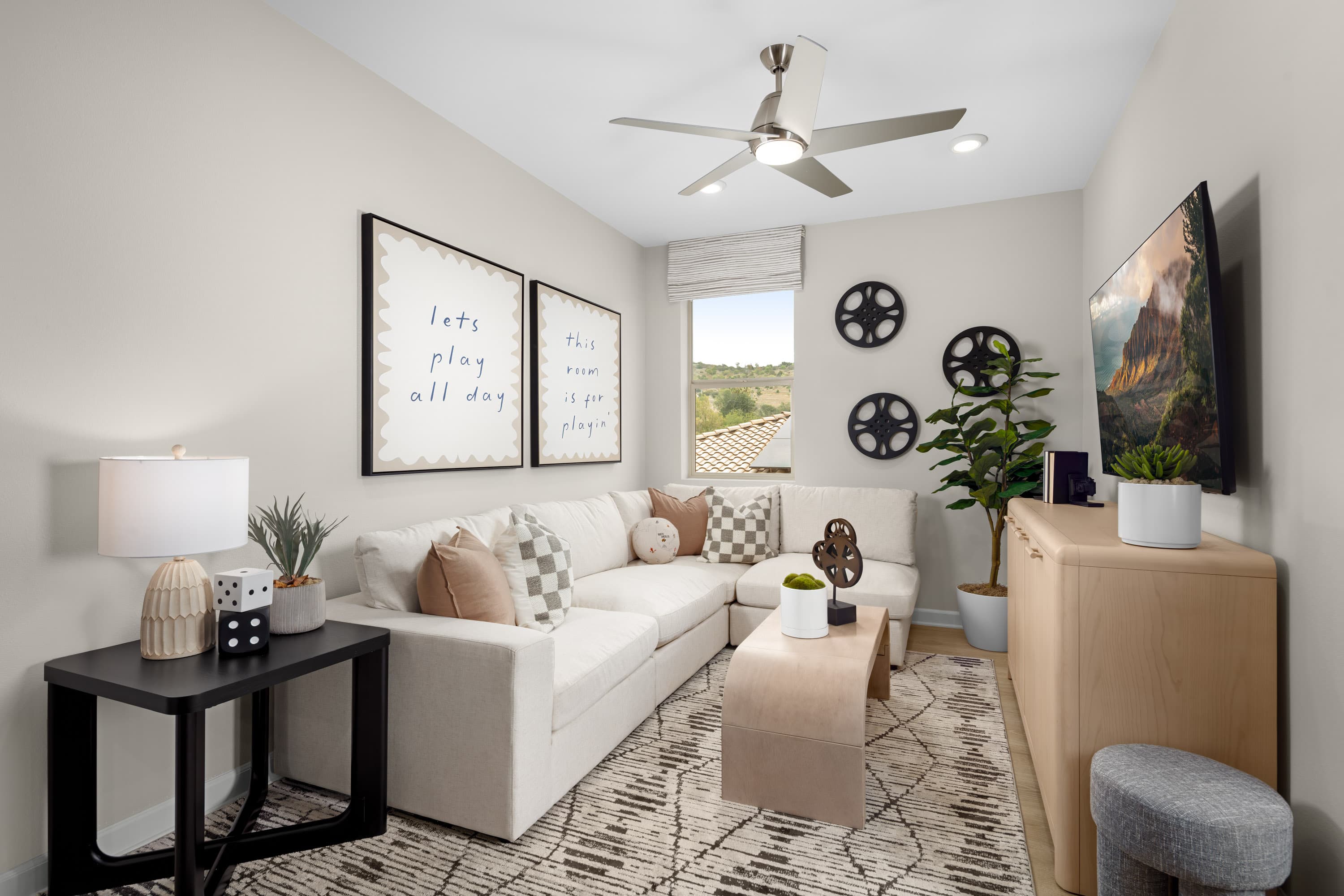 loft with a large white sectional