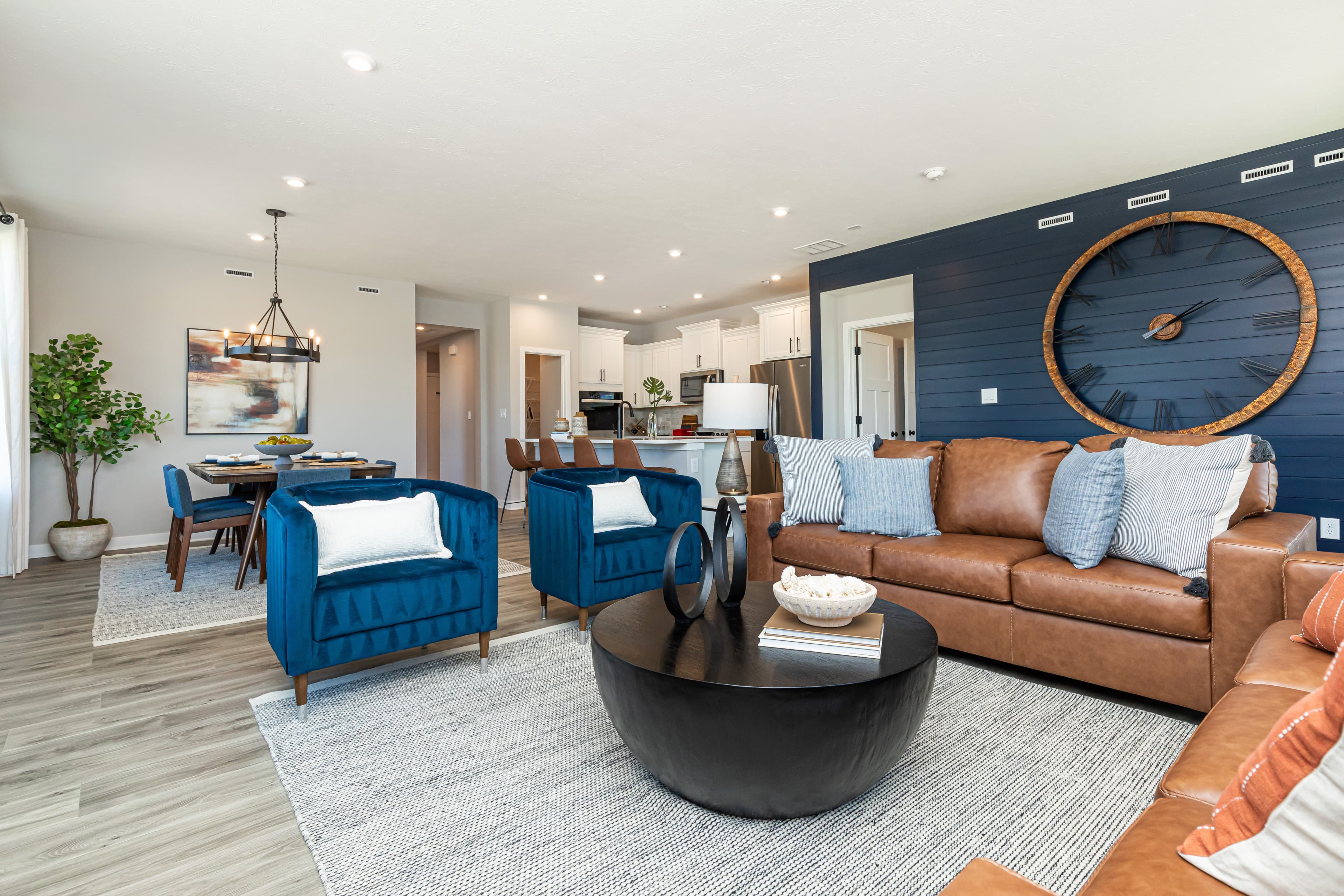 open great room with hardwood floors 