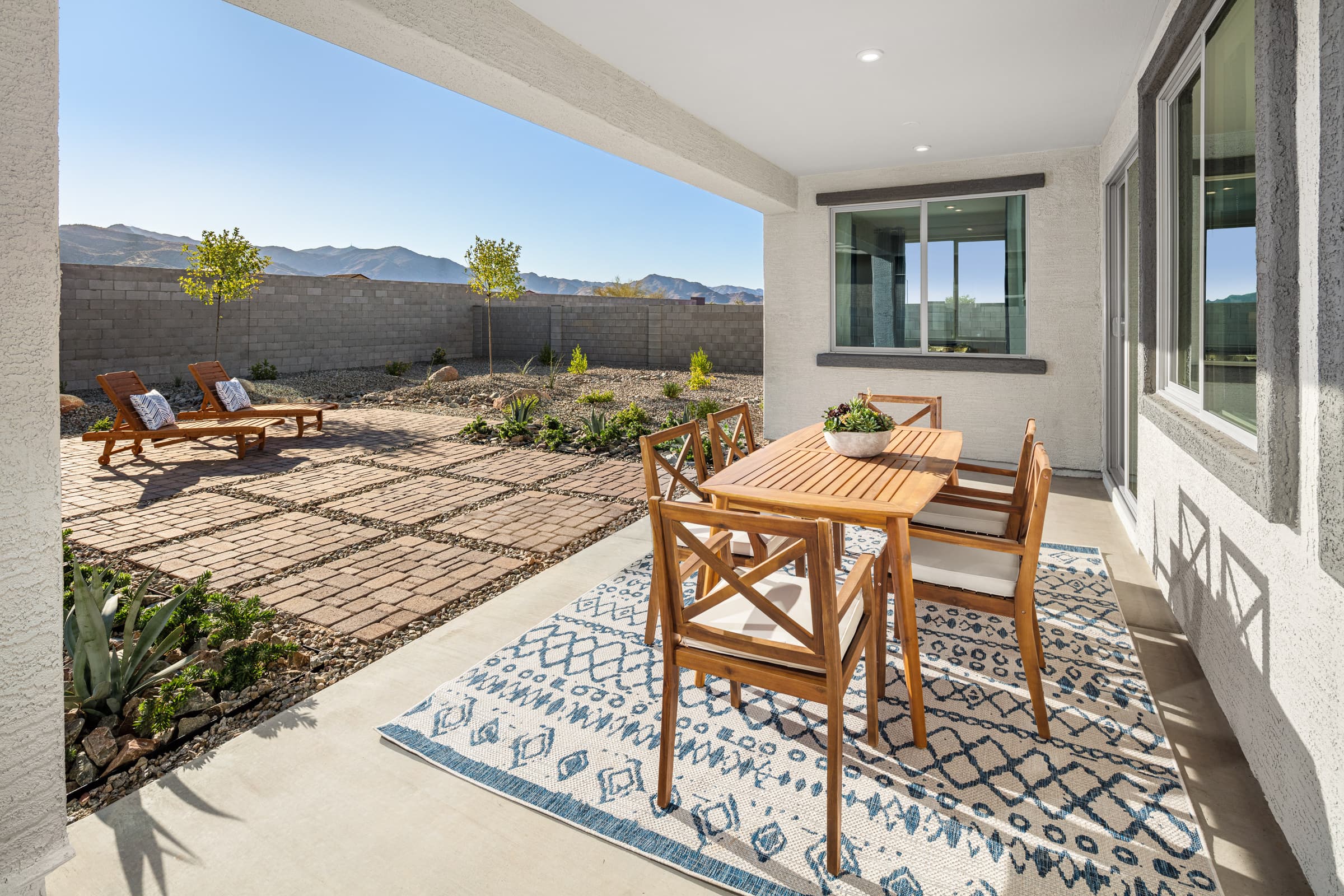 table and chairs on covered patio