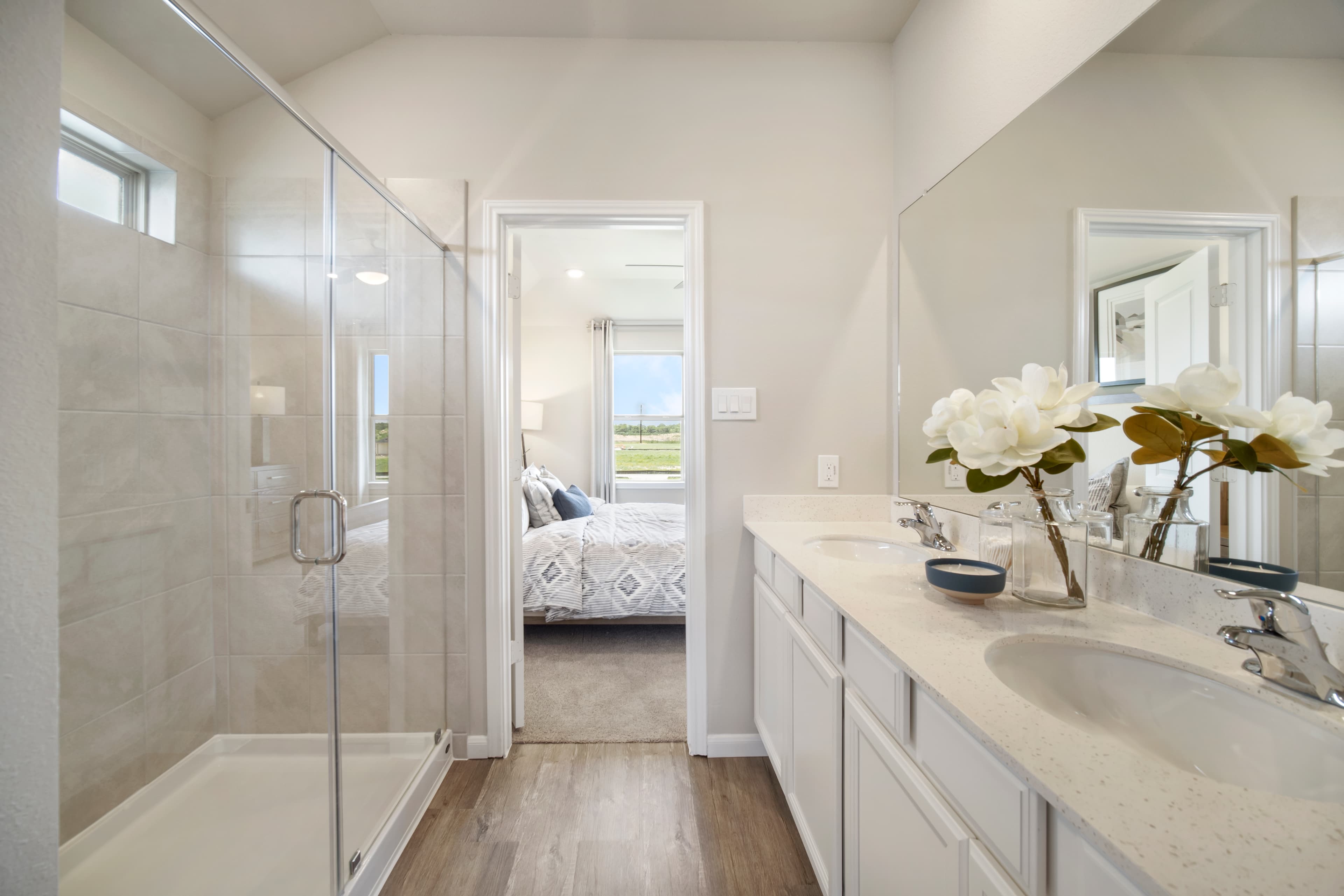 primary bathroom with double sinks